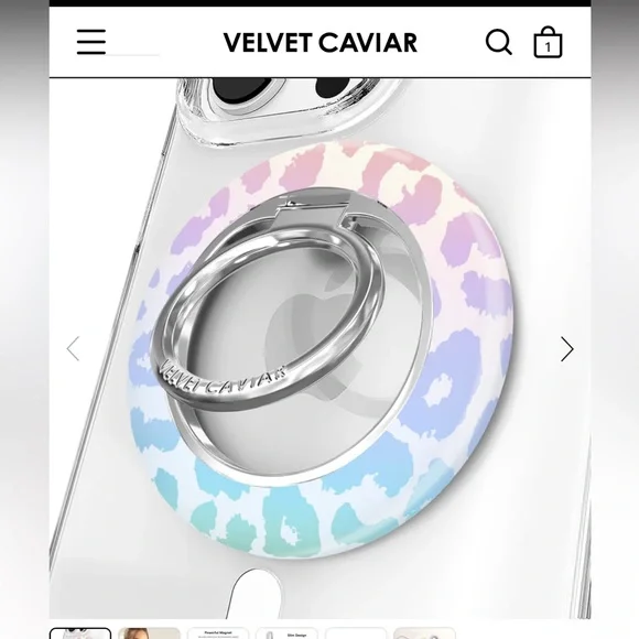 Velvet Caviar White Opal Leopard iPhone 15 Case w/ Grip Ring - Picture 2 of 7